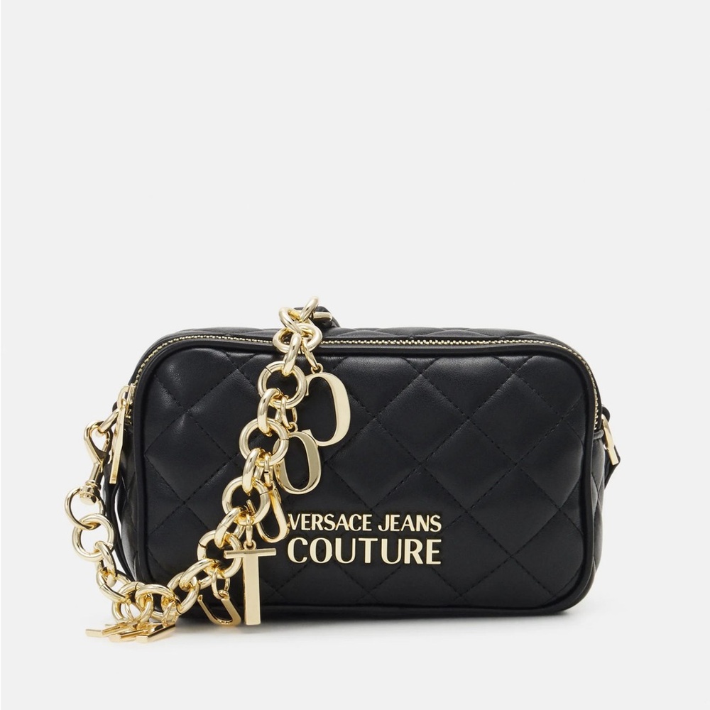 Versace Jeans Couture Black Quilted Camera Crossbody Bag